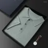 Polos męski czesany cienki 15 kaszmirowy 85 Mulberry Silk T-shirt z krótkim rękawem High-end Business Lapel Polo Shirt Half Shir