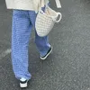 Pantaloni da donna Donne Vintage Vintage 2000 Gamba larga gamba casual pantaloni a quadri elastici con tasche per lavoro da ufficio streetwear