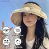 Visors 1PC Summer Foldable Sun Hat UV Protect Sun Protection Double-sided Wearable Sunscreen Cap Large Hat Brim Empty Top Hat Beach Cap Y240417