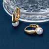Dingle örhängen anziw franska temperament hoop örhänge 925 6-6,5 mm sötvatten pärla bröllop för kvinnor smycken gåva födelsedagsfest
