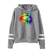 Frauen Hoodies Frühling Herbst Fleece Stripe Patchwork Rose/Lippen drucken Harajuku Modetrend lässige weibliche Sweatshirts