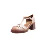 Chaussures habillées style rétro Hollow tressé baotou sandales talons épais femmes à la mode