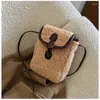 Evening Bags 2024 Fashion Shoulder Phone Kawai Plush Soft Winter Warm Student's Cross Body Cards Money Makeup Storage