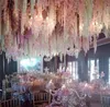 100pcslot 24 colori Silk artificiale Wisteria Flower Vine Casa parete appesa Rattan Naus