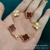 Bijoux de créateur Bracelet de luxe Chaîne de liaison Vanca V Gold Clover Five Flower Bracelet Womens Placing Rose Gold Natural Red Jade Marrow Live Special