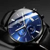 KXFJ Wristwatches Relogio Maschulino Mens Sports Watches Luxury Fashion Leather Leather Stainless Steel Quartz Watch Watch Wristwatch D240422