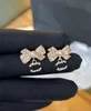 Bow Dangle Earring Luxury Brand Designer Earrings Stud Women Crystal Rhinestone Pearl Wedding Party Jewelry Top Quality