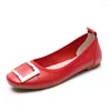Casual Shoes Top Layer Ko äkta läder Elegant Lady Greenow Mouth SOLE SOLE Single Relax Lazy Driving