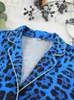 Hiloc Leopard Print Satin Sleepwear Women sets Fashion à domicile à semestres à l'autre