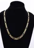 Mens 24k Solid Gold GF 8mm Italian Figaro Link Chain Necklace 24 Inches4434684