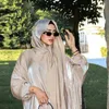 Ethnische Kleidung Frauen Kaftans Abaya Kleid mit Hijab Schal Langarm Kaftan voller Länge