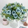 Decoratieve bloemen Kunstmatige nep Rose Silk Daisy Bouquet Home Decor Plastic Planten Bruiloft Decoratietafel Centerpieces