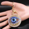 Keychains Lanyards Türkei Eye Schlüsselring für Männer Frauen Gold Farblegierung Strass böse Blau Augenbag Accessoires Schlüsselbund Schmuck Llaveros K5248S01 Y240417