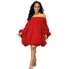 Casual Dresses Women Soild Off The Shoulder Mini Dress Summer Autumn 2024 Long Batwing Sleeve Loosed Club Streetwaer S-XXL