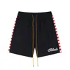 Rhude American High Street Trendy Summer Lettern stripe Stripe Holiday Beach Shorts Quick Drying Shorts للرجال