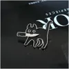 Pins Brooches Cartoon Creative Black Cat Modeling Pop-Enamel Pin