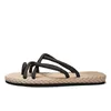 Slippers mntRerm Summer Men Flip Flop Canvas Designer de linho Sandals Home Man Slides Shoe de palha