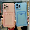 Four corner anti fall phone case with Card Holder, Clear Card Slot case, Ultra-Thin, Soft, Shockproof, Credit Card Protective Cover for i Phone 14