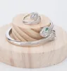 Neue Modemarke Schmuckstücke Sets Lady Messing Full Diamond Green Eyes Doppelköpfe Schlange 18K Gold Armbänder Ringe Sets (1Sets) 6225116