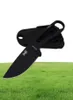 Portabel fickcampingöverlevnad Knivar Anthalsband Rostfritt stål Fixat Blade Knife Outdoor Tool Full Tang Hunt Knife Black 9385357