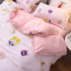 34PCSSET KAWAII BOMULLSängkläder Set för tjej Lyxig mjuk täcke täckning säng kung queen full tvillingstorlek med kuddfodral 240417