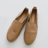 Chaussures décontractées en cuir authentique Round Toe Slip-On Ballet Flats Loisure Softs confortable Ballerians Femelle Fémelle Espadrilles