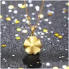 Pendant Necklaces Autumn And Winter National Tide Classical Cheongsam Han Chinese Clothing Accessories Camellia Inlaid Second Drop D Dhui1