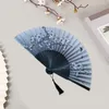 Dekorative Figuren Vintage Handheld Fan eleganter chinesischer Stil Bambus -Handfans für Frauen Blumenmuster Klappkirche