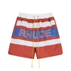 Rhude high street trendig varumärke kontrast färg skarv bokstav tryckt shorts sommar lös snabb torkande sport strand casual byxor