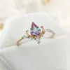 Küme halkaları Lamoon Kadınlar için Alexandrite 925 STERLING Gümüş Altın Kaplama Vintage Mücevher Lüks Bijoux Alyans Partisi RI230