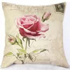 Kudde Fashion Pink Rose Cover Cotton Linen Home Decor Soffa Office Nap Throw Car Seat S