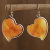 Boucles d'oreilles en peluche délicate couleurs argentés en métal pâte de motif jaune orange coeur pour femmes bijoux