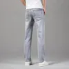 2024 Summer sottili sottili jeans elastico jeans in cotone grigio comodo pantaloni casual dritti pantaloni di marca di alta qualità 240408