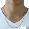 Chains Gold Chain For Men Women Wheat Figaro Rope Cuban Link Filled Stainless Steel Necklaces Male Jewelry Gift Wholesale Drop Deliv Dhcir