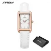 Armbanduhren Sinobi Fashion Ladies Leder Armband Uhr Women's Uhren elegante Rechteck -Frau Quarz Top Luxury einfache Uhr