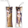 Keychains colhedores 4x12cmcandace Dakimakura Mini KeyChain Cute Anime Genshin Impacto Pingente de corrente de corrente Otaku Kawaii Pingentes de mochila Y240417