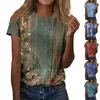 Women's T Shirts Summer Floral Print T-shirt Säljer Fashion Vintage Top Casual runda hals Kort ärmskjorta Mångsidiga kläder