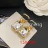 Gelbe Messingohrringe Hölzer Mode Inlay Crystal Ohrringe Frau Luxusdesigner Marke Brief C Schmuck Frauen höchste Qualität goldener Hochzeitsgeschenke Luxusschmuck