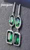 Pansysen 100 925 Sterling Silver Emerald Sapphire Gemstone Drop Orees Oreing For Women Anniversary Party Fine Jewlery Whole 210621788045