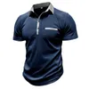 Herren Polos Herren Kurzarm Henley Hemds Knöpfe V-Ausschnitt Casual Polo Shirt Button nach oben drehen Down Lteel T