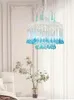 Ljuskronor Sea Blue Beauty Crystal Pendant Lamp European French Light Luxury Retro Glass White Princess Style Room Bedroom