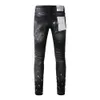 Brand Brand Patch Patch Mens High Street Slim Fit Lavato Hole Distructed Hole Black Hip Hop jeans pantaloni lunghi 240403