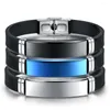 Charmarmband ZG Titanium Steel Men's Armband Retro Simple Leather Silicone Rostfri bokstäver Bangle Man