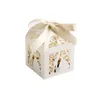 Gift Wrap 100PcsSet Wedding Favors Boxes HollowOut Paper Candy Box With Ribbon Bridal Baby Shower Decoration Supplies4571109