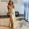 Party Dresses Off The Shoulder Prom Dress Mermaid Sequin Lace Gold Evening Long Formal Occasion Sexy Split