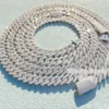 Custom 12mm 13mm 14mm 15mm 16mm 18mm Width Two Rows Vvs Moissanite Silver 925 Women Necklace Cuban Chain