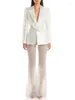 Dames tweedelige broek Solid Set voor vrouwen Hollow kralen Flower Blazer High Taille Mesh Sequin Design Long Sets Summer 36A1807