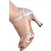 Dansskor Jusedanc Salas Satin Latin Wedding Party Sexy High Heels Rhinestone Black/Skin Jazz