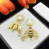 Baroque Earrings Classic Designer Crystal Pearl Bee Flower Bow Charm Letter G Ear Drop Gold Silver Plated Ear Stud Clip Hoop Earring For Women Jewelry 20 Styles No Box