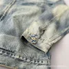 MDNs gewaschene Distressed Denim Jacke, der gleiche Stil wie Yu Wenles Frühlings- und Herbst -Dünner Kuhledermantel, Herren -Trend